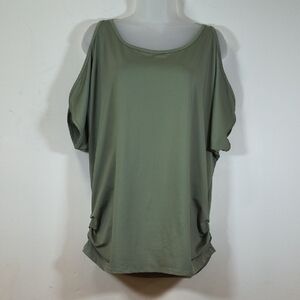 Miselon Women's  Green Cold Shoulder Top , Size XL
